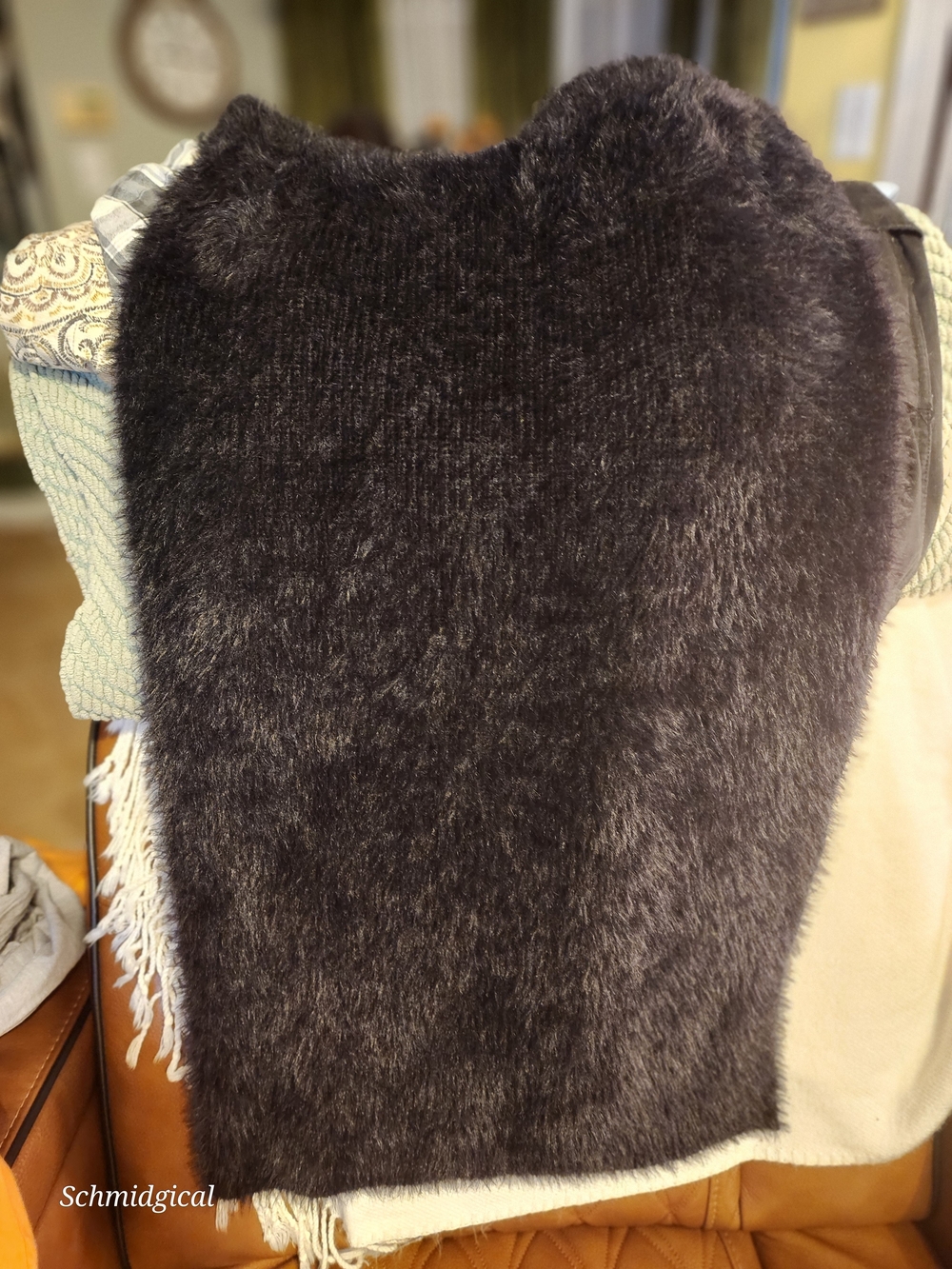 House of Harlow 1960 Black Faux Fur Teddy‎ Bear Eyelash Skirt Side Slits Maxi